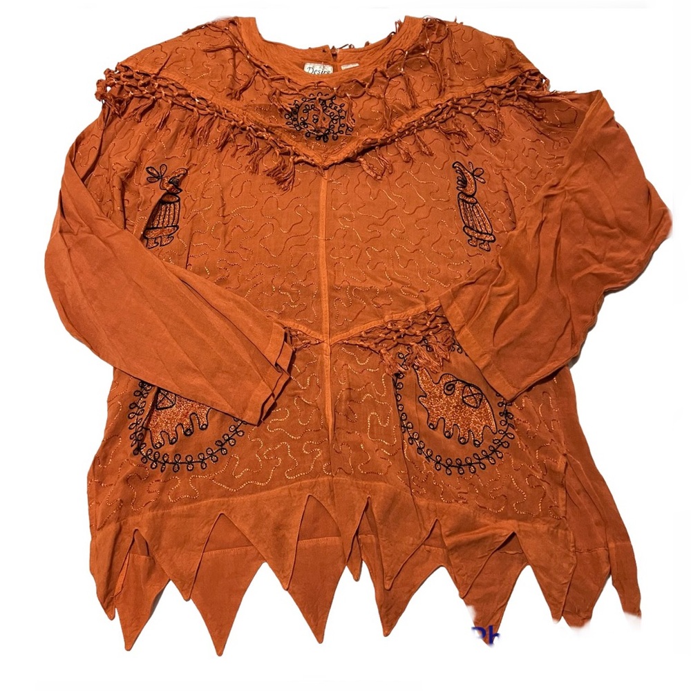 Desire | Vintage Boho Fringe Beaded Animal Elephant Shirt